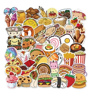 Kawaii Cartoon Food Stickers Waterproof PVC Decals For Laptop Luggage Diary Skateboard Guitar Notebook Decoration Accessories