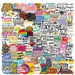 Autocollants de Phrases en Anglais Inspirantes Citations Motivationnelles Graffiti Colorés pour Décorations de Portable Skateboard Scrapbook