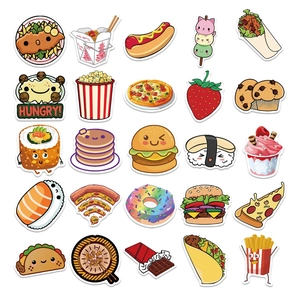 50 pieces of cute cartoon food stickers including burgers and fries for laptop decor