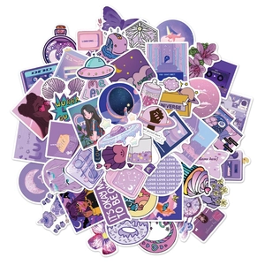 Purple Aesthetic Waterproof Stickers Vinyl Decals For Laptop Phone Case Suitcase iPad Journal Decorative Stickers Mixed Pattern