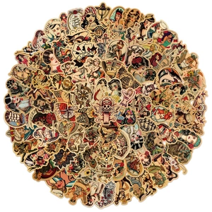 100pcs vintage nautical sailor tattoo stickers for luggage and skateboard waterproof decals