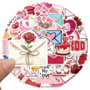 Détails d'autocollants de la Saint-Valentin avec cœurs et roses pour décoration festive