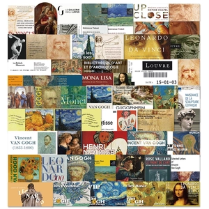 Weltkunst Museum Ticketbeleg Aufkleber Da Vinci Van Gogh Berühmte Gemälde Retro Ästhetik Wasserdichte PVC Decals Dekor