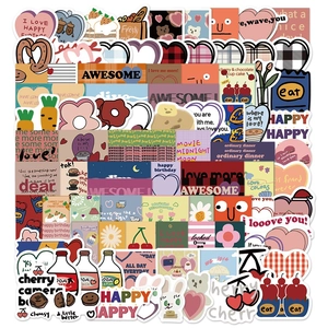 Set of 90 cute Korean style decorative stickers for laptops and planners in bright colors