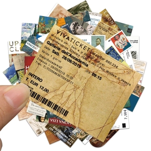 50 Vintage Kunstmuseum Ticket Aufkleber mit Meisterwerken von Da Vinci und Van Gogh