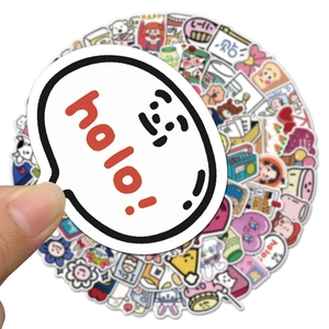 90pcs cute cartoon doodle stickers for luggage and diary with hollow 'holo!' design