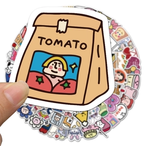 90pcs waterproof cartoon girl stickers set for journals and suitcases with tomato design
