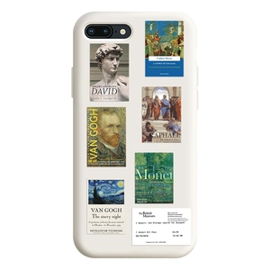 Künstlerische Handyhülle mit Collagen von Van Gogh und Monet im Museumsticket-Stil