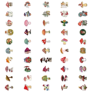 50 pieces of waterproof PVC mushroom stickers for laptops and skateboards
