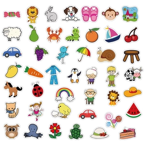 90pcs waterproof cartoon stickers for toddlers featuring colorful animals and fruit patterns