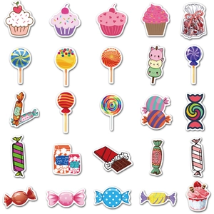 Lot de 50 autocollants de bonbons mignons et imperméables pour ordinateurs et bagages