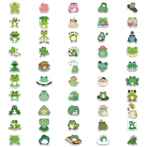 Set of 50 cute cartoon frog waterproof stickers for DIY laptops and skateboards