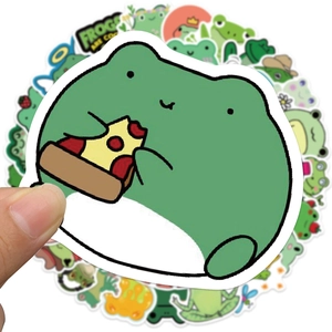 50 pieces of waterproof cartoon frog graffiti stickers for laptops and suitcases