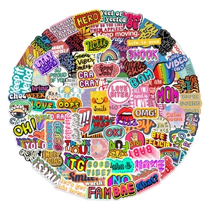 100 colorful waterproof inspirational quote stickers for laptops and water bottles