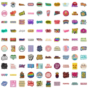 100 pack colorful English motivational stickers for laptops and luggage waterproof vinyl