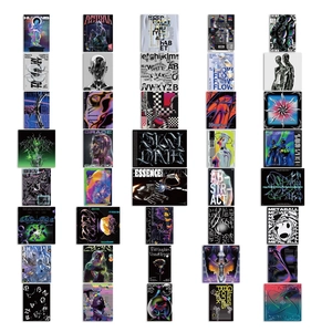 Set of 40 acid graphics style waterproof stickers for luggage and laptop decoration