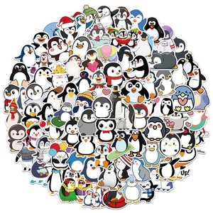 Autocollants de Pingouin en Dessin Animé Mignon Décalcomanies en PVC Imperméable pour Ordinateur Portable Valise Voiture