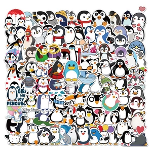 Lot de 100 autocollants pingouins mignons pour bagages ordinateur et voiture stickers PVC