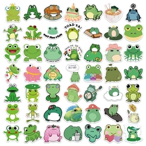 Set of 50 waterproof cartoon frog stickers for laptops and luggage decoration