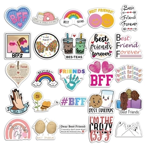 50 pieces of waterproof BFF graffiti stickers featuring vibrant friendship themes and icons