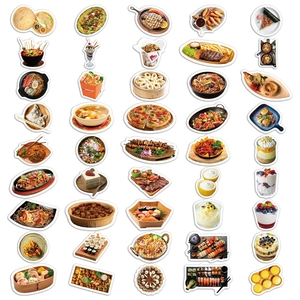 90 Pcs waterproof food menu stickers for recipe journals featuring diverse global cuisines
