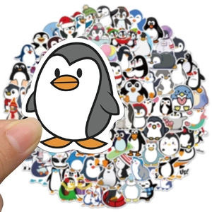Lot de 100 autocollants de pingouins mignons pour ordinateurs portables et bagages étanches