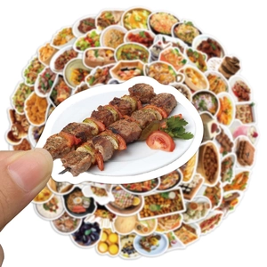 Handheld barbecue skewer sticker from a 90pcs waterproof food menu graffiti collection