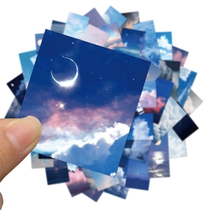 56 pieces of healing blue sky and cloud waterproof stickers for scrapbooking and laptops