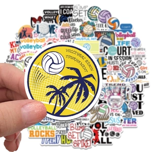 50pcs waterproof volleyball stickers set for laptops luggage and water bottles