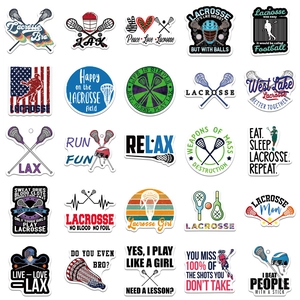 Collection of 25 unique lacrosse sports stickers for luggage, phone cases and laptops