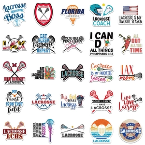 Set of 50 waterproof lacrosse stickers for laptops, suitcases and various smooth surfaces