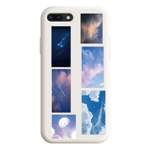 Aesthetic blue sky collage phone case for iPhone 7/8 Plus with healing clouds imagery