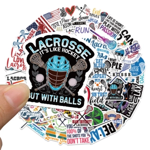 50-piece set of assorted Lacrosse theme vinyl stickers for luggage and laptops