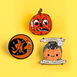 Halloween Enamel Brooch Pumpkin Witch Black Cat Alloy Drip Oil Lapel Pin Fashion Individual Decorative Accessories Party Gift