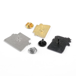 Vintage enamel phone brooch pins with butterfly and rubber clutch backs in gold and silver