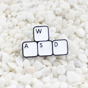 Creative white enamel WASD keyboard directional keys brooch made of zinc alloy
