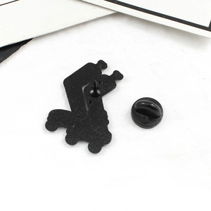 Detail view of the black enamel pin back with a durable rubber clutch and single pin post