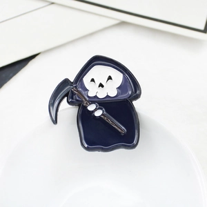 Süßer Sensenmann Emaille Brosche Legierung Gothic Totenkopf Sense Reversnadel Halloween Modeschmuck Für Damen Herren Kleidung Dekor