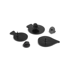 Black enamel pin back set with rubber clutch and metal needle for DIY badges and brooch craft