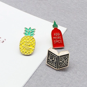 Cartoon Fruit Pineapple Sauce Book Enamel Brooch Pin Alloy Drip Oil Lapel Badge Jewelry For Clothing Decor Women Men Gift