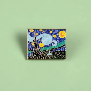 Broche en Émail Artistique Van Gogh La Nuit Étoilée Vintage Alliage Chef-d'œuvre Peinture Badge pour Accessoires de Vêtements Cadeau