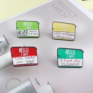 Funny Hello My Name Is Tag Enamel Pin Humorous Slogan Alloy Brooch For Backpack Jacket Unisex Fashion Jewelry Accessory