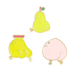 Broches de sportifs fruits mignons avec personnages poire banane et pêche