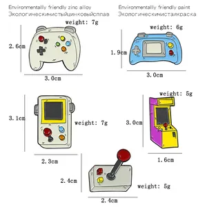 Detailed size chart for retro game console enamel brooches made of zinc alloy