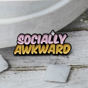 Socially Awkward Letter Enamel Pin Funny Alloy Drip Oil Brooch Badge For Backpack Clothing Hat Accessories For Men Women