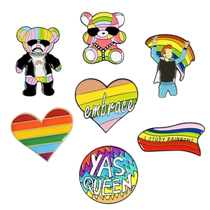 Lot de pins émaillés arc-en-ciel avec ours et drapeaux pride pour vestes