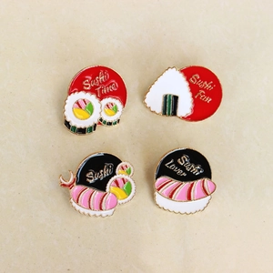 Sushi Enamel Pin Cartoon Food Brooch Salmon Sushi Rice Ball Cute Alloy Badge Gift Friends Fashion Jewelry Accessory Denim Jacket