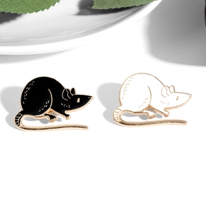 Cartoon Enamel Mouse Brooch Alloy Animal Badge Pin Black White Fashion Clothing Accessories For Women Couples Gift