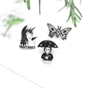 Gothic Dark Nightmare Unicorn Skull Butterfly Umbrella Ghost Enamel Pin Alloy Brooch Badge Accessories For Clothing Backpack