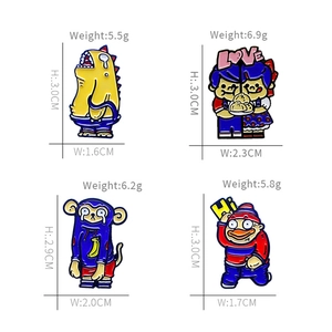 Creative cartoon enamel pin set featuring colorful monster and boy girl characters